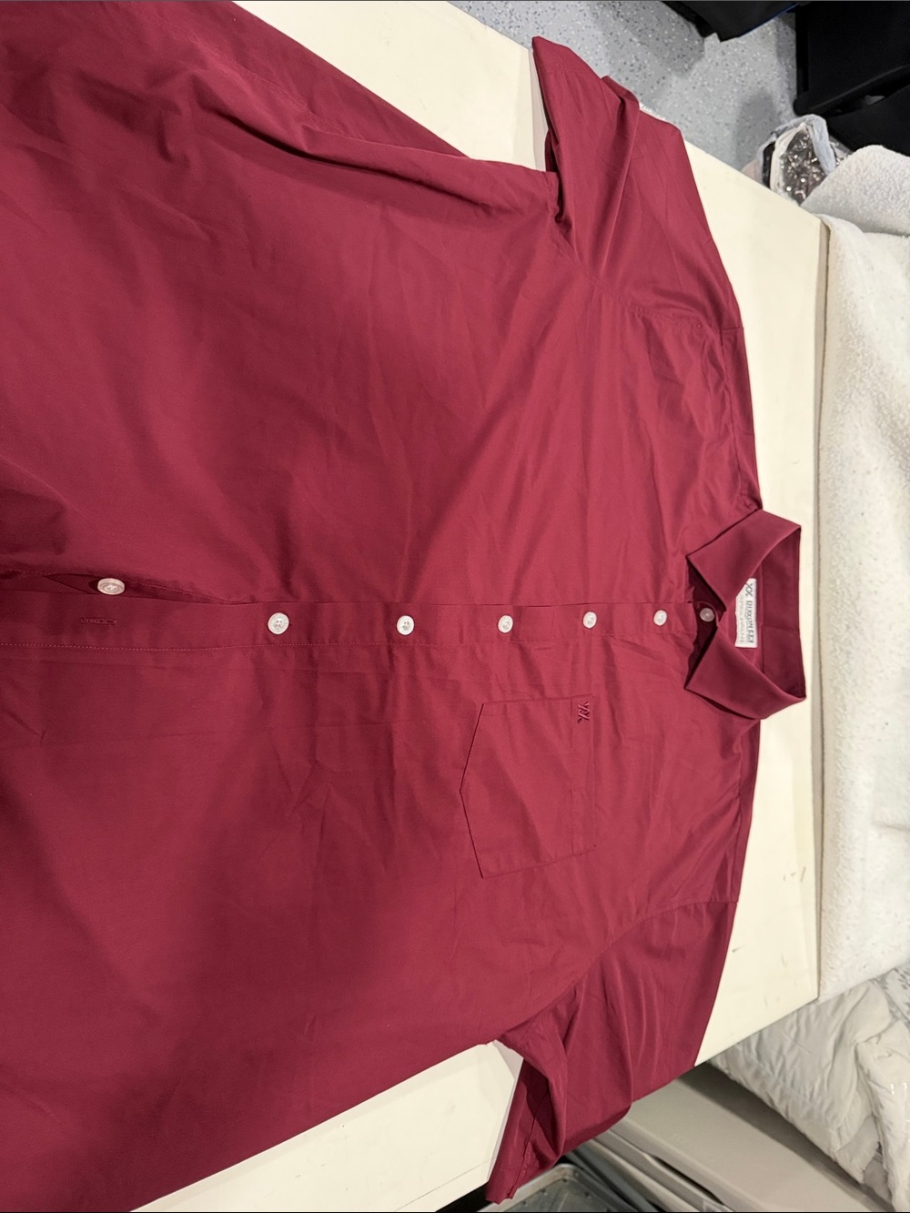 DIXXON Men's Casual Button-Down Shirt in Burgundy